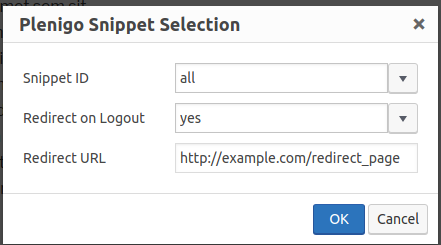 Snippets dialog redirect URL