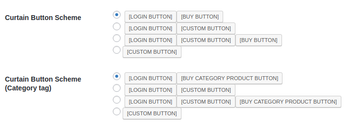 Curtain customization button schemes