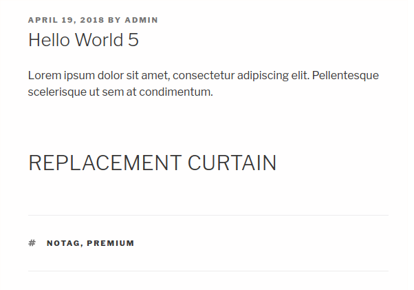 Premium Content Custom Curtain HTML