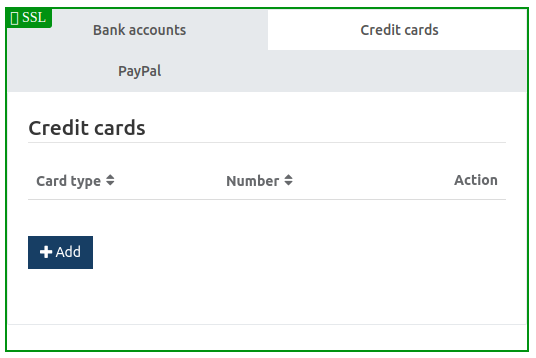 Payment methods bank account